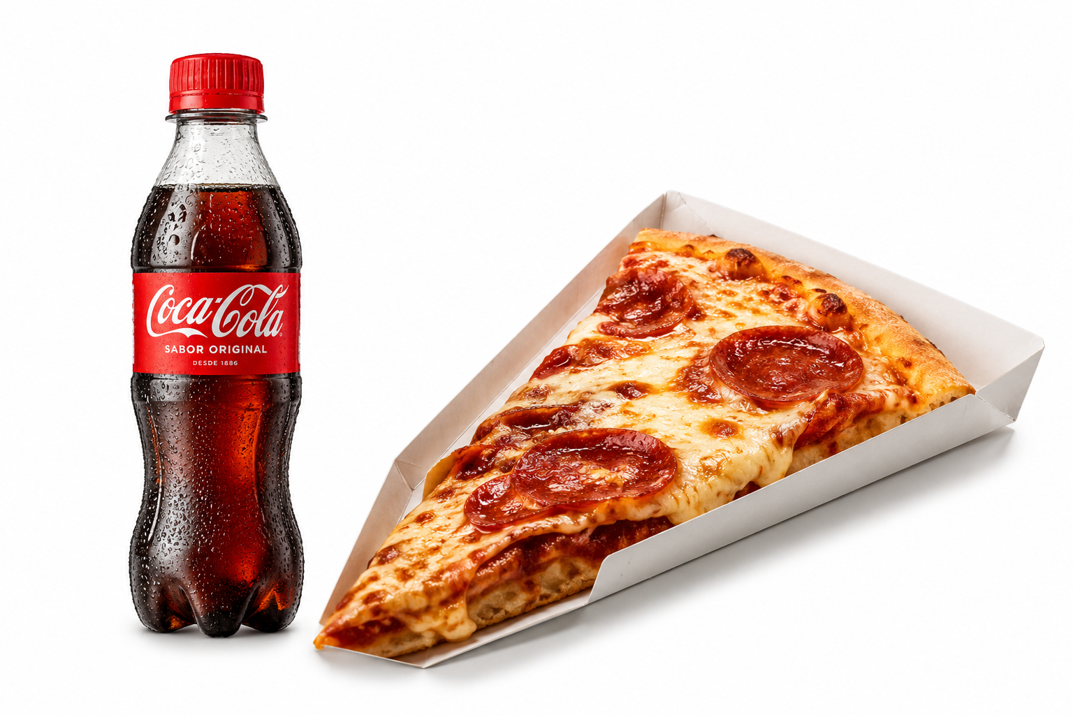 Combo de pizza com Coca-Cola